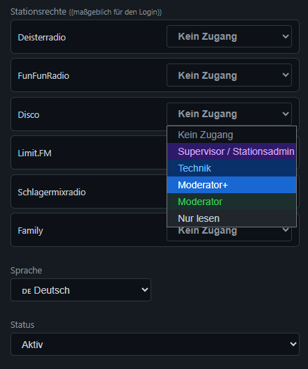 Individual role permissions per station