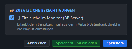 Additional permission for track search in the monitor (DB server)