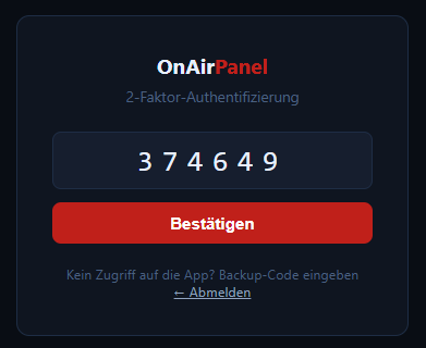 Eingabe des 2FA-Codes beim Login