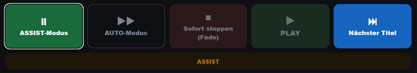 Steuerleiste mit aktivem ASSIST-Modus
