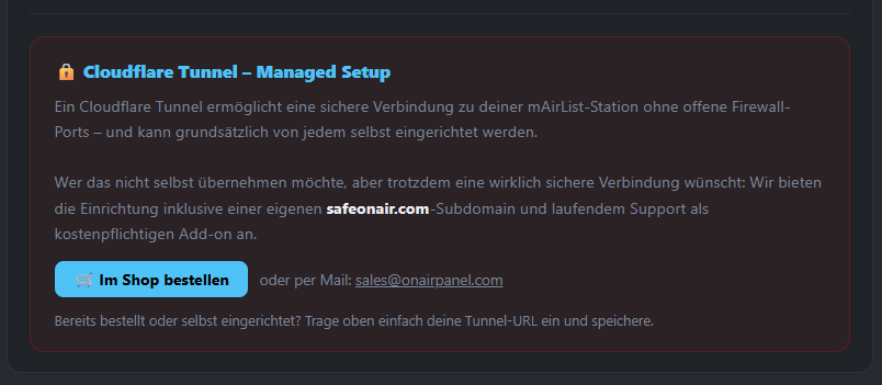 Hinweis zur von Cloudflare verwalteten Einrichtung